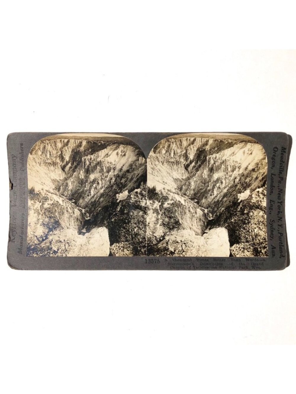 Keystone View Company Stereoview Yellowstone 1910 Grand Canyon Card 13578 AS IS